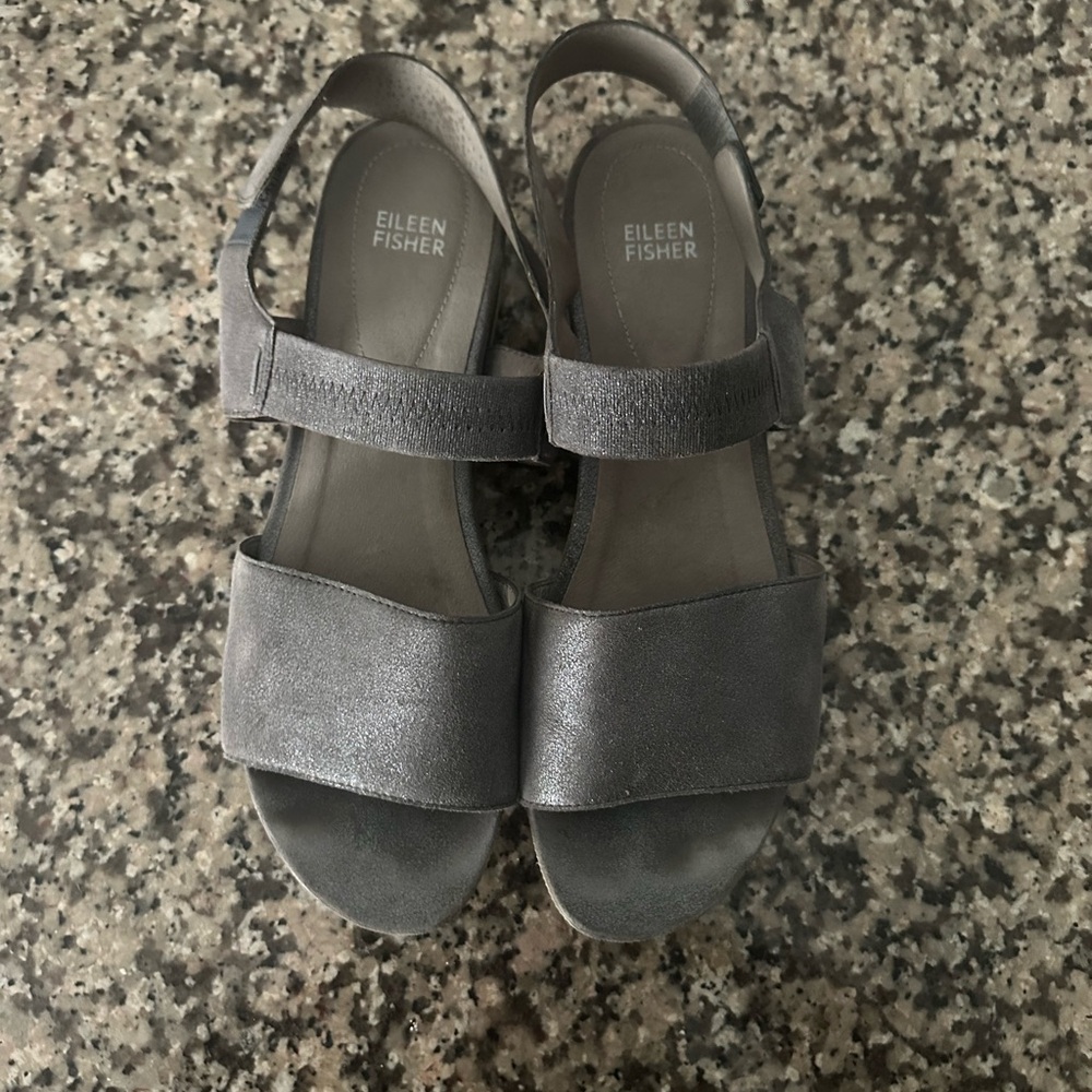 Eileen Fisher Metallic Gray Sandals